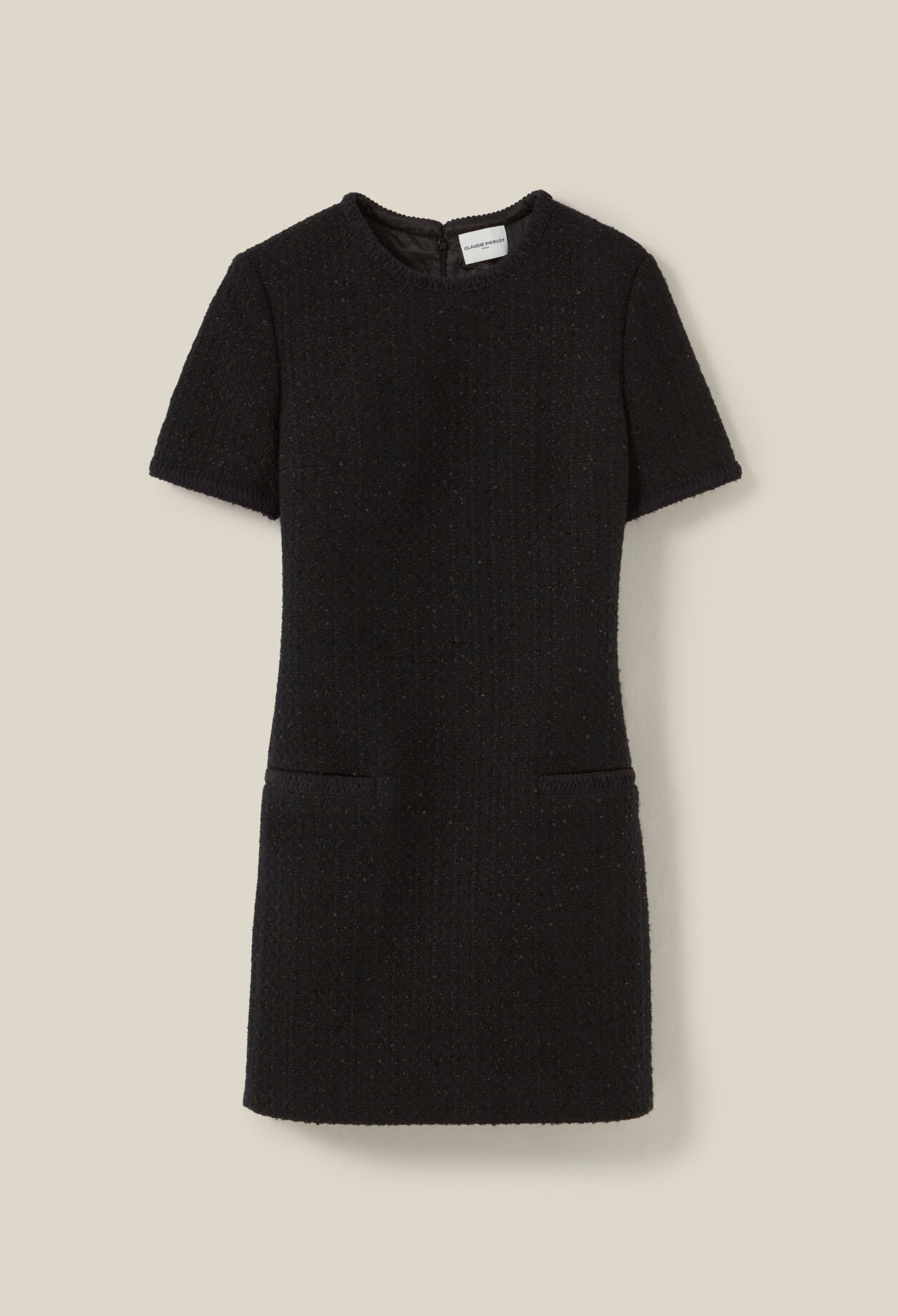 Kurzes schwarzes Tweed-Kleid