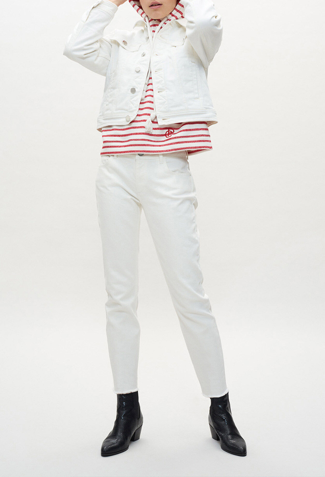 Blouson en jean à col fausse fourrure