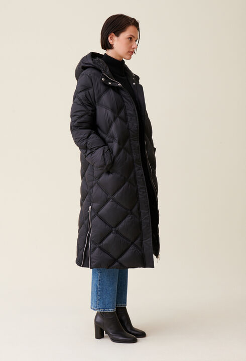 Lange Steppjacke Kapuze
