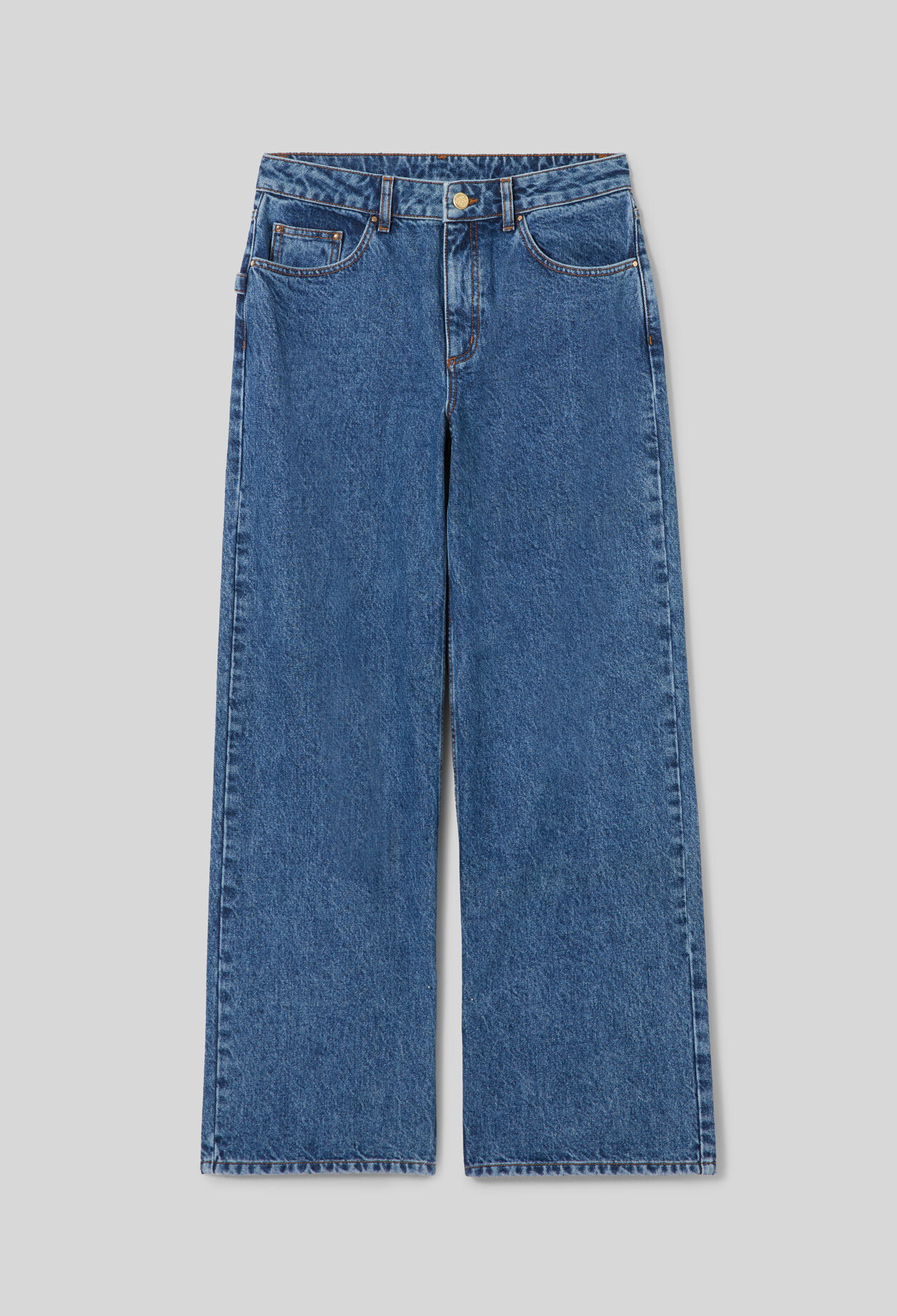 Weite gerade Jeans aus Denim