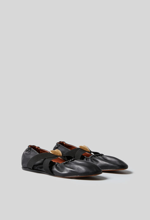 Ballerines cuir cœur doré