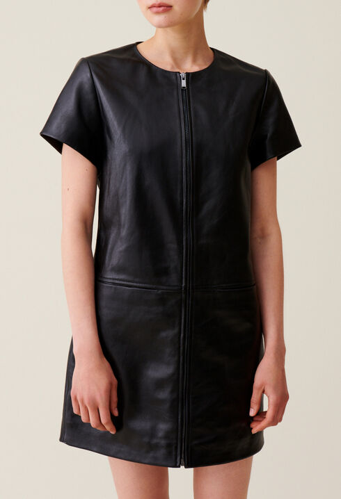 Short Zipped Leather Dress
