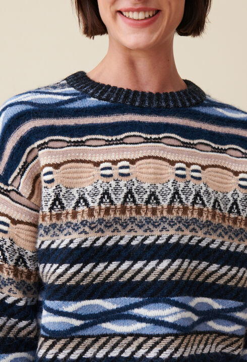 Pull court rayures à motifs