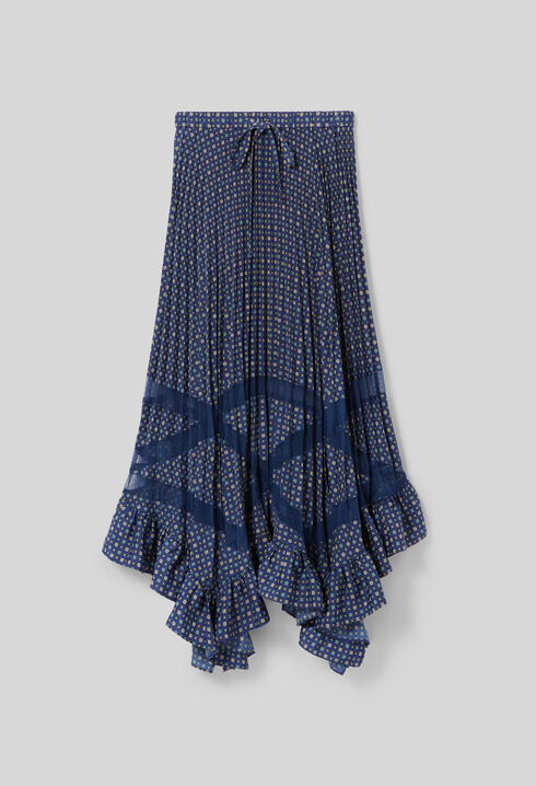 Printed Pleated Maxi Skirt