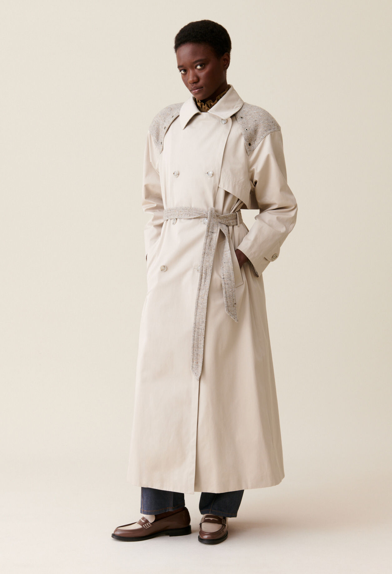 Trench long bi-matière