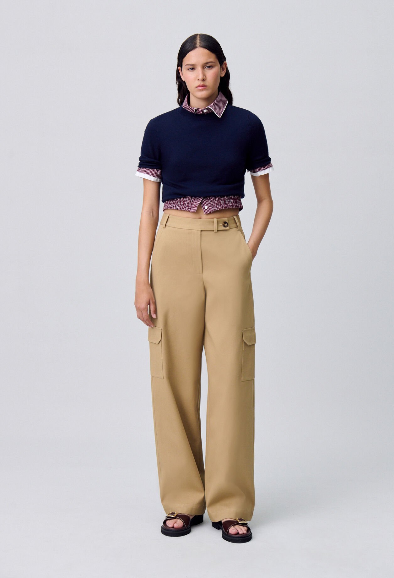 Wide-Leg Straight Cargo Trousers