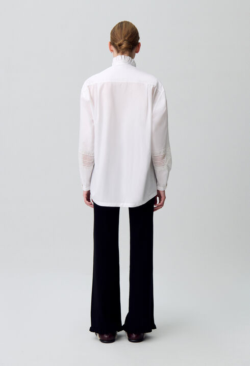 Cotton shirt with frill collar
