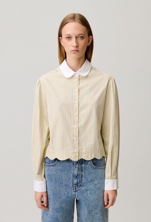Chemise ray&eacute;e col claudine