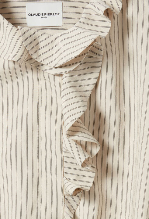 Gestreiftes Kleid mit Rüschenkragen