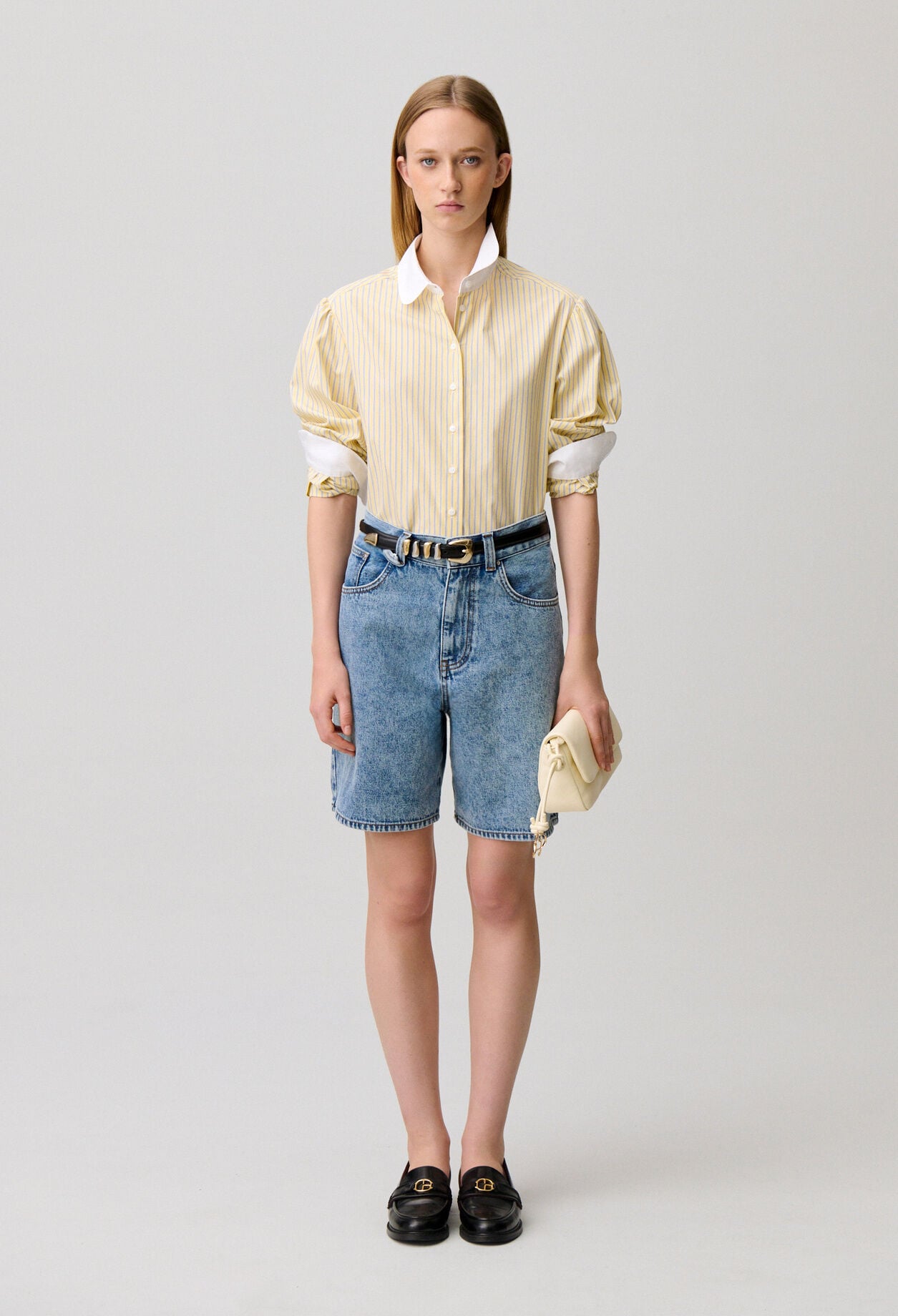 Chemise ray&eacute;e col claudine