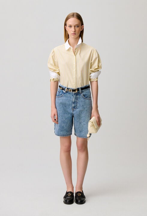 Chemise ray&eacute;e col claudine