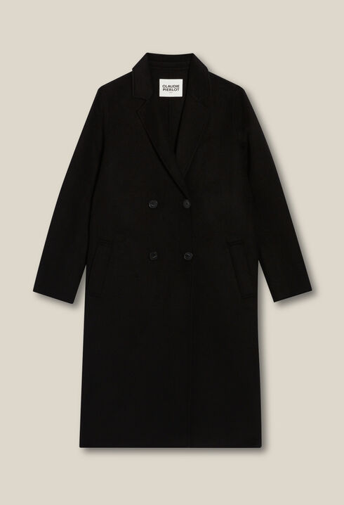 Manteau noir droit mi-long 