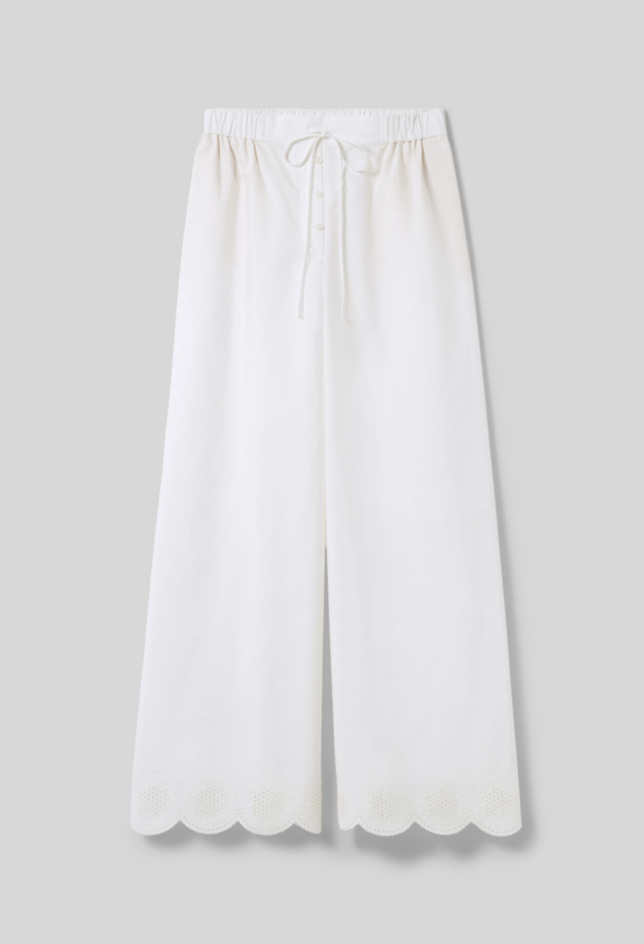 Weite, leichte Hose mit Stickerei