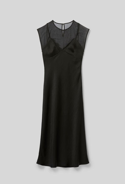 Robe longue organza dentelle fluide