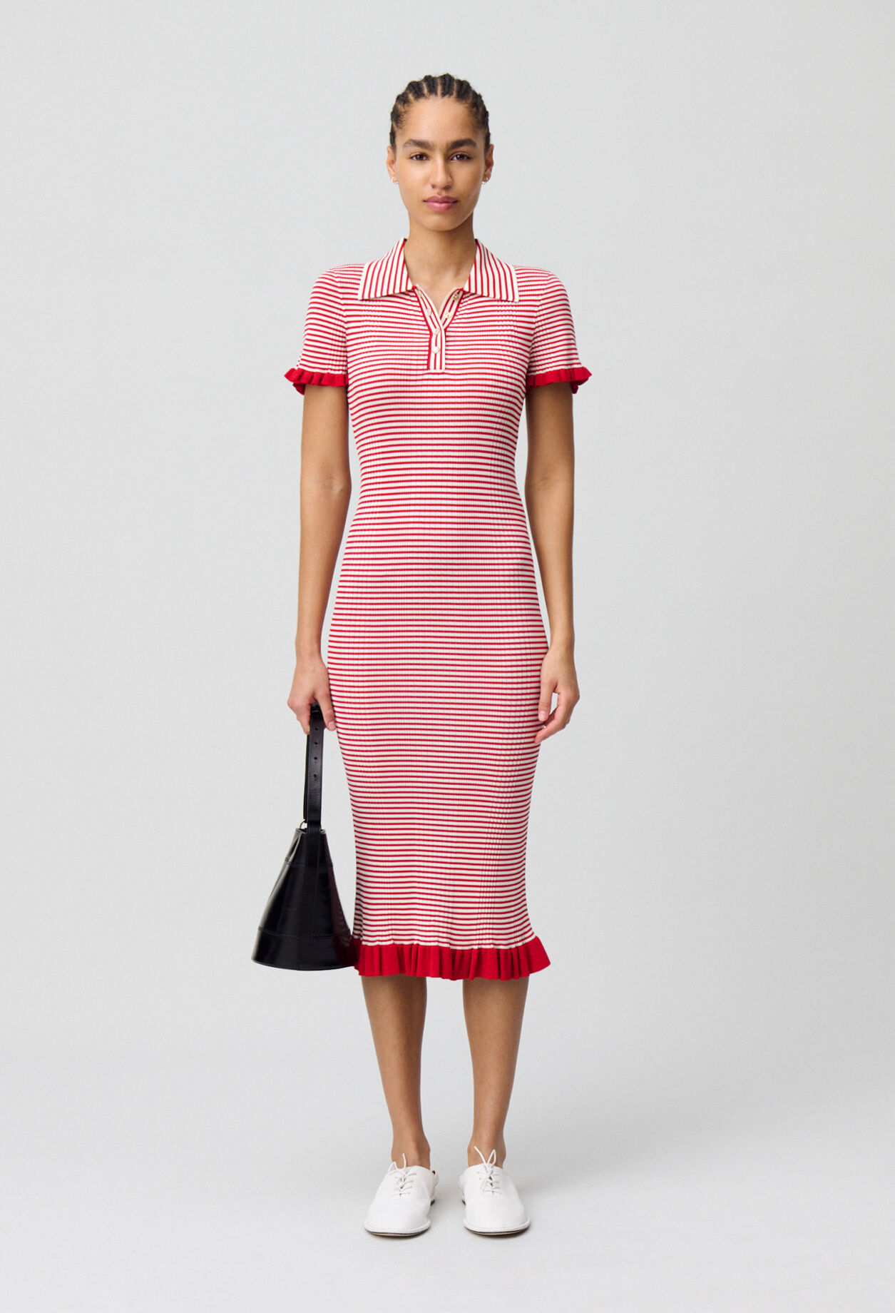 Striped fine knit maxi dress