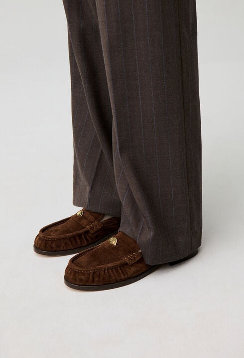 Chocolate suede loafers