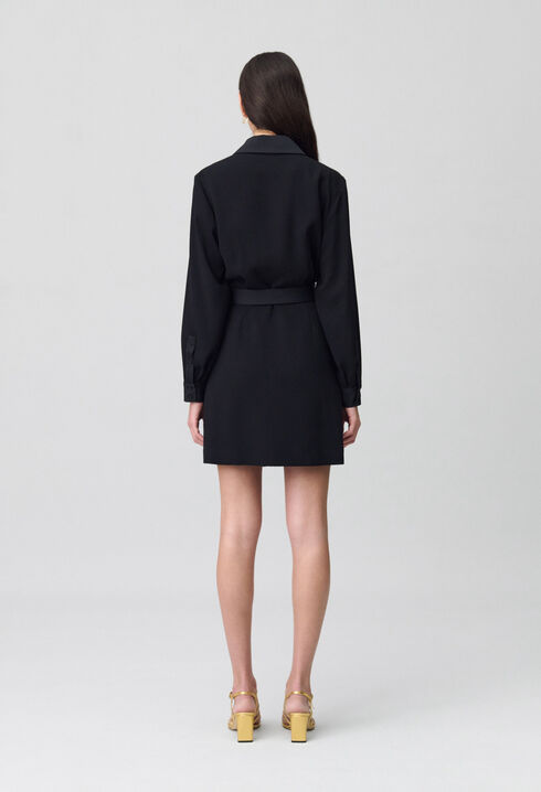 Wrap Dress with Lapel Collar