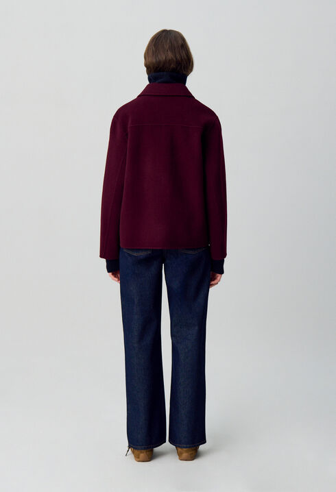 Short Wool Coat with Fringes