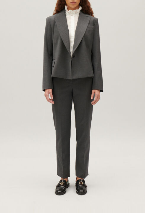 Flecked grey wrapover suit jacket