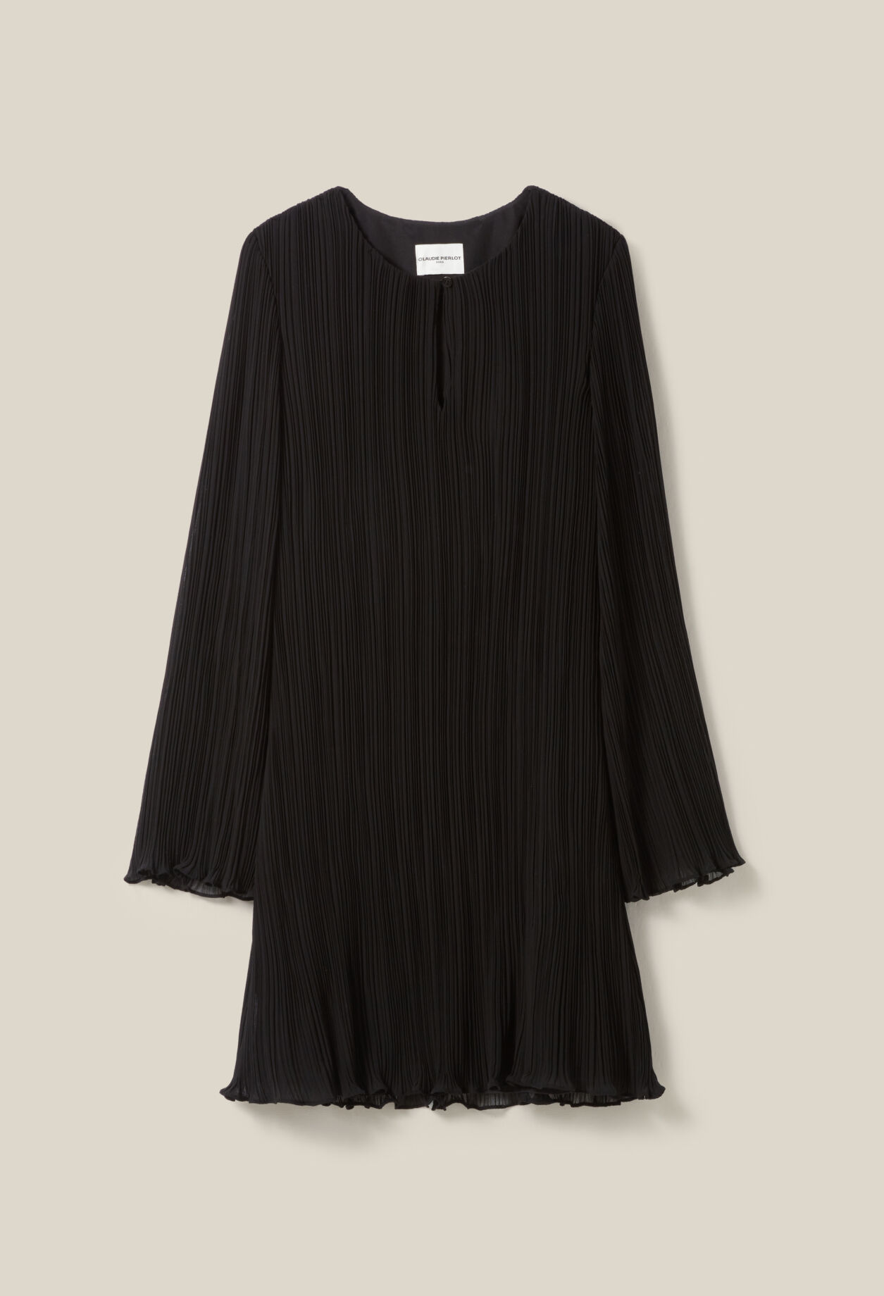 Kurzes, plissiertes Langarmkleid