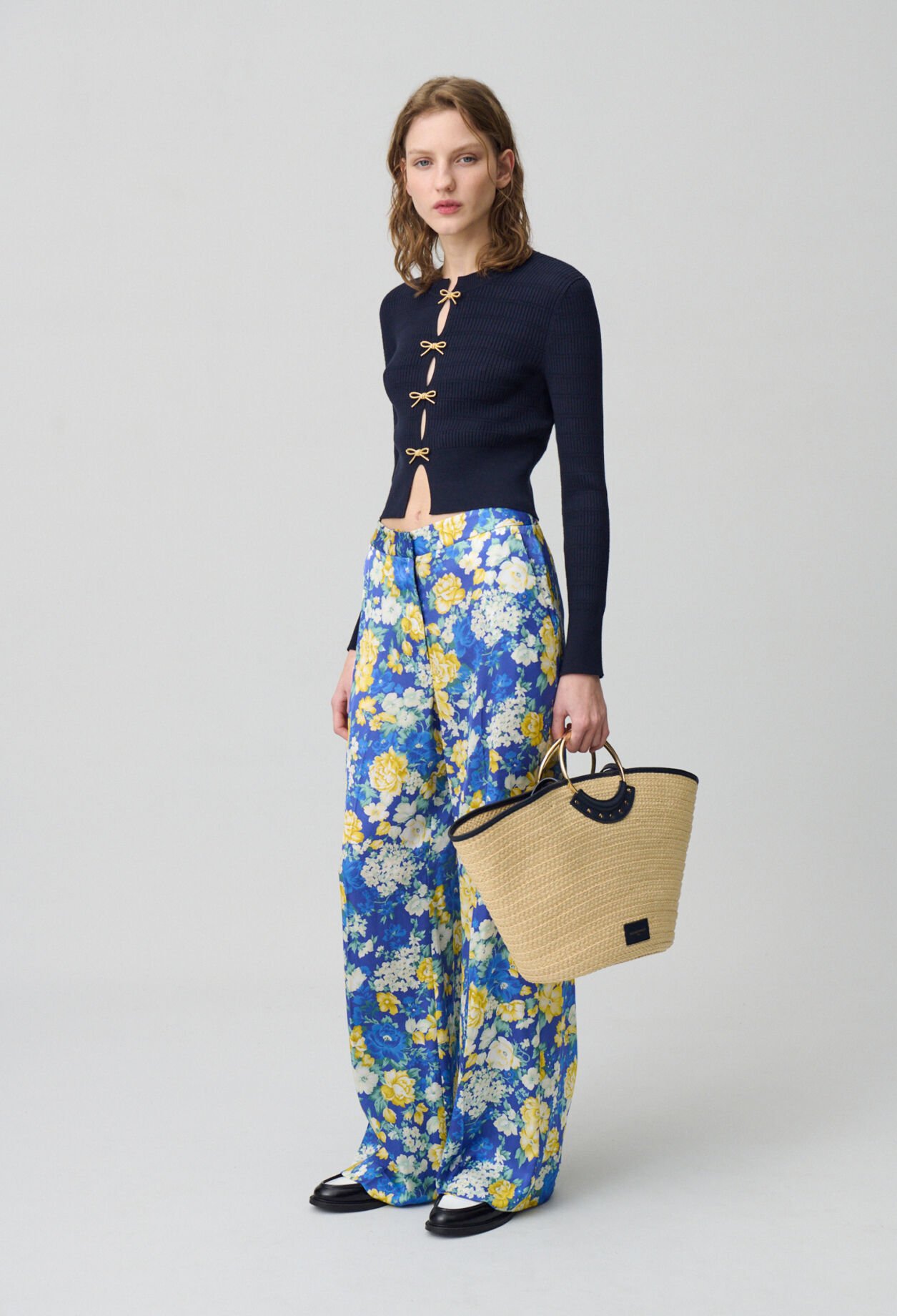 Weite, gerade Hose mit Blumenmuster
