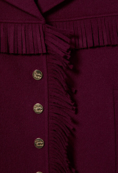 Short Wool Coat with Fringes