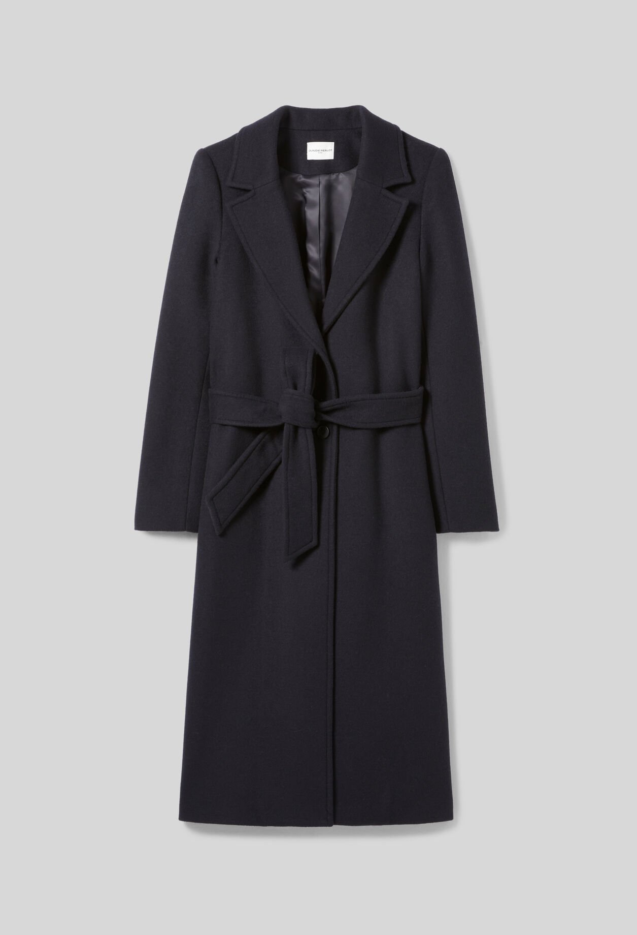 Manteau long croisé laine