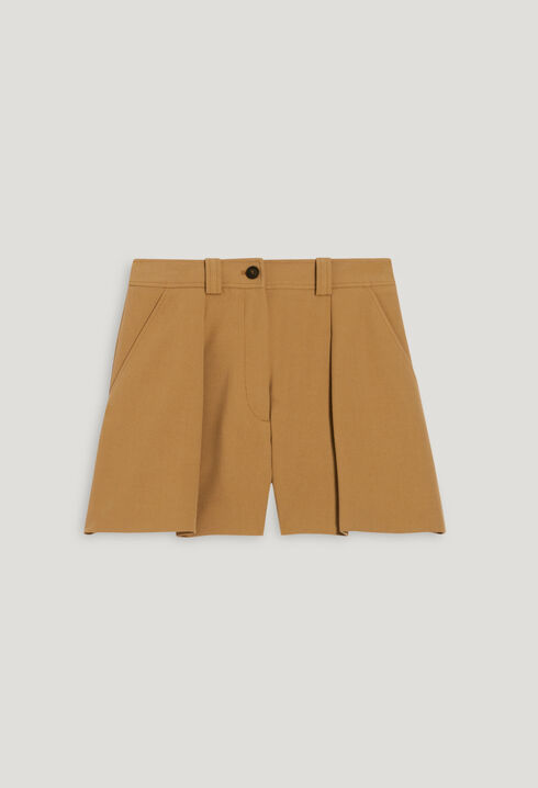 High-waisted camel shorts