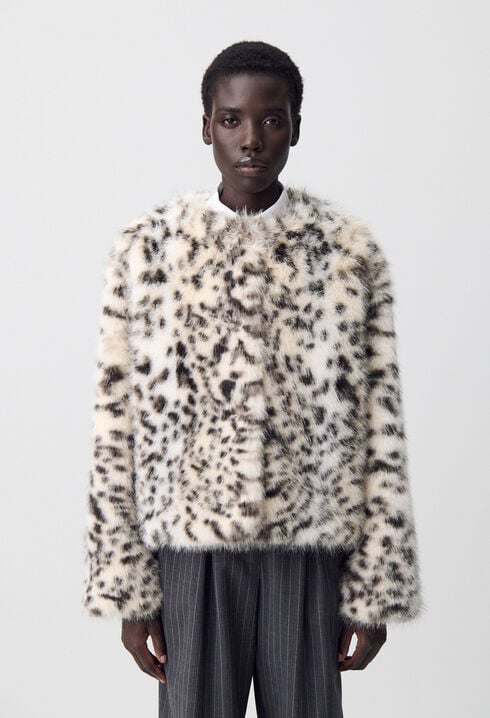 Manteau fausse fourrure léopard