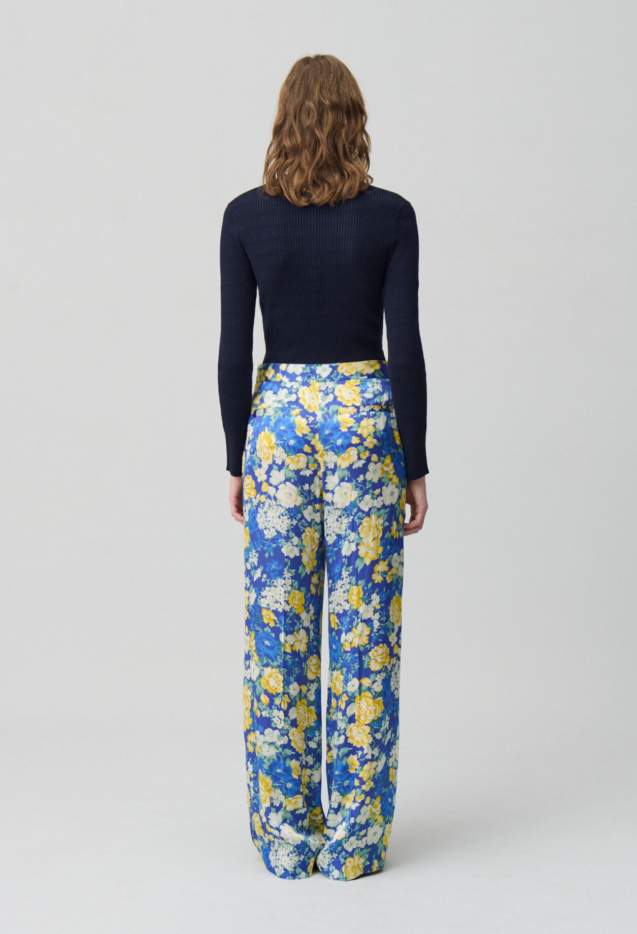 Weite, gerade Hose mit Blumenmuster