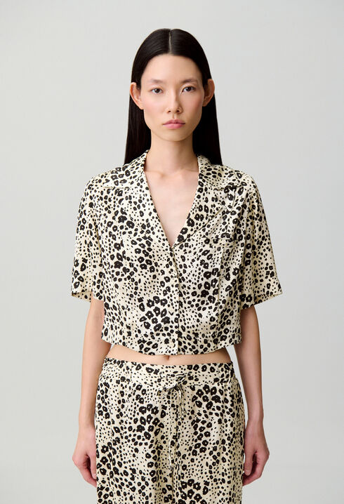 Chemise satin imprimé animalier