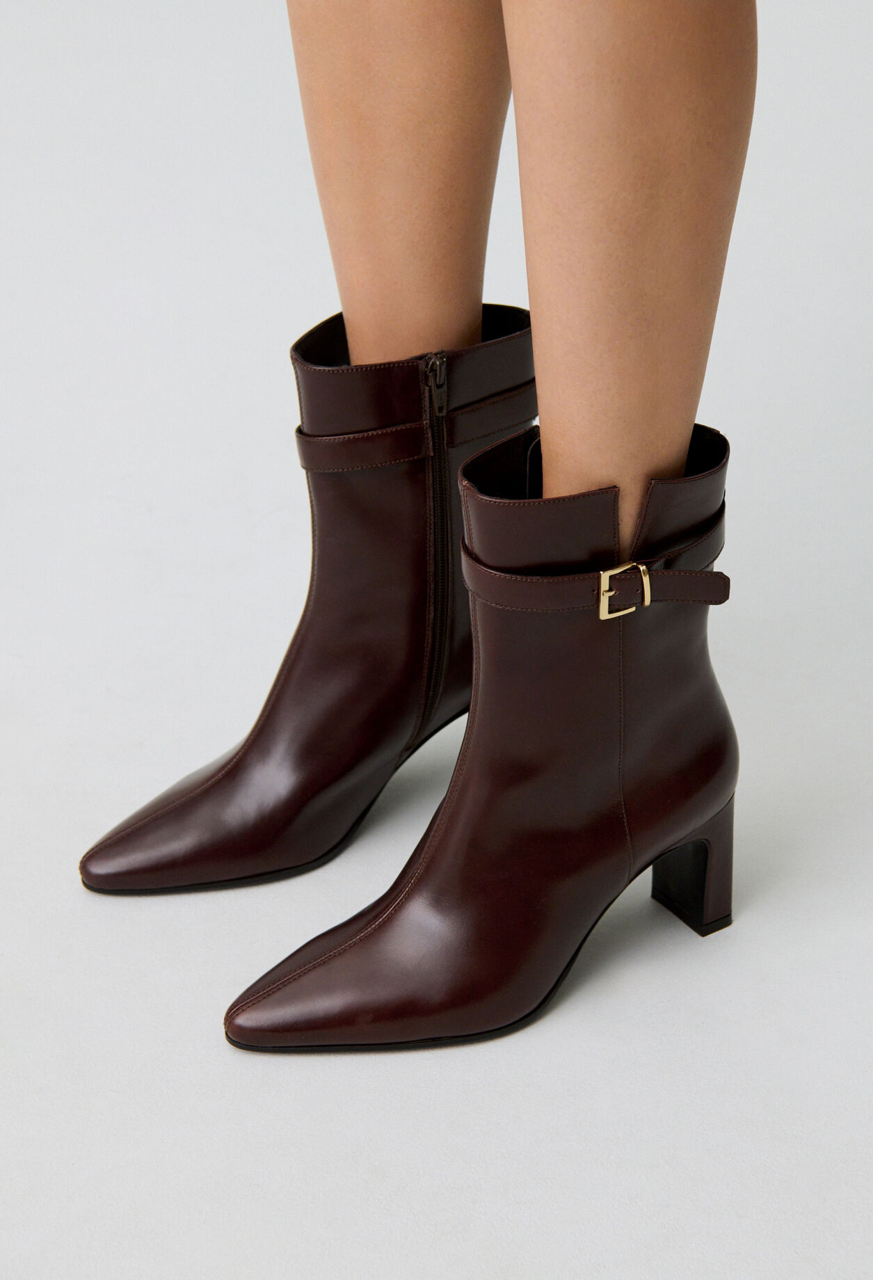 Leather heeled ankle boots