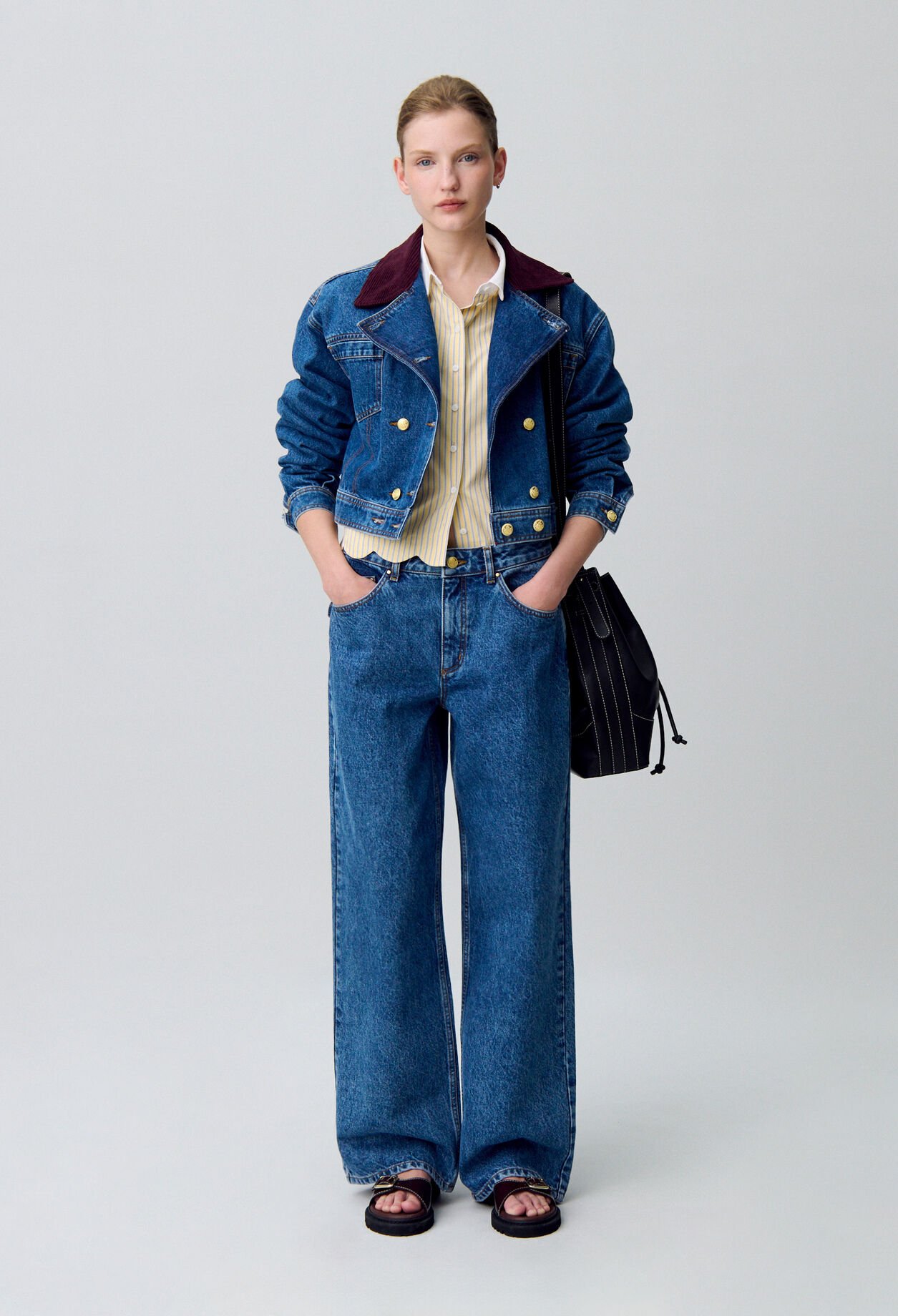 Weite gerade Jeans aus Denim