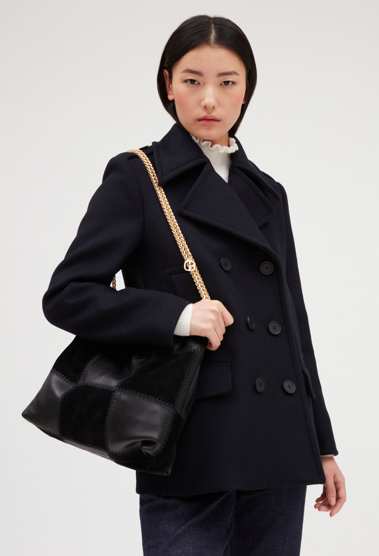 Sac noir pochon cuir