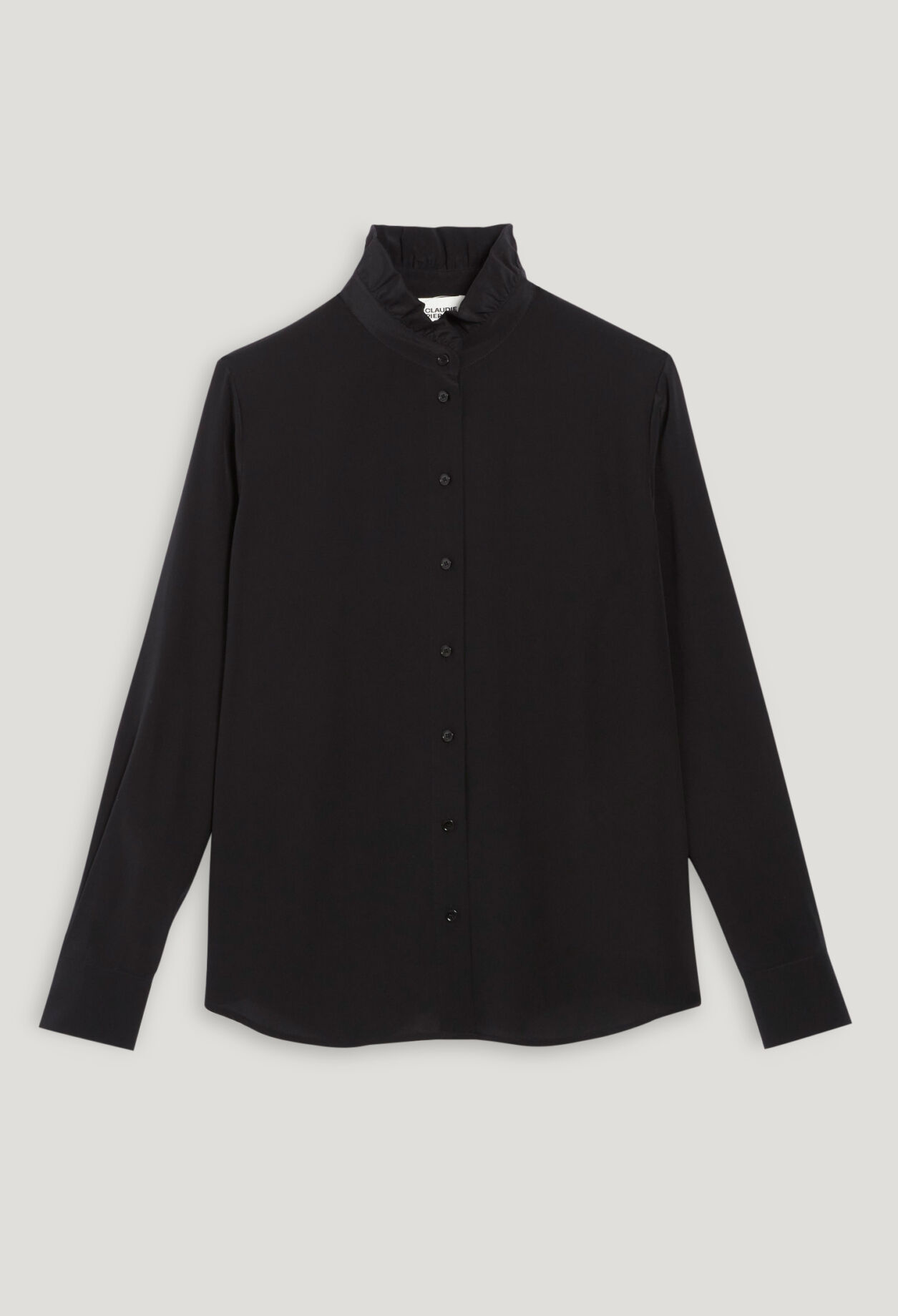 Chemise col victorien soie noire 