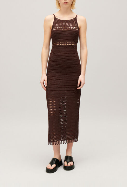 Langes H&auml;kelkleid Braun