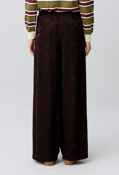 Wide-leg floral jacquard trousers
