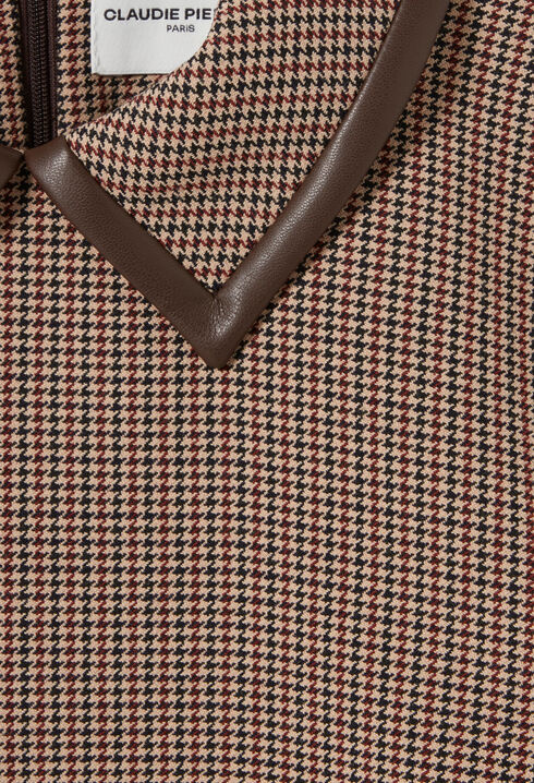 Shift dress with leather detailing
