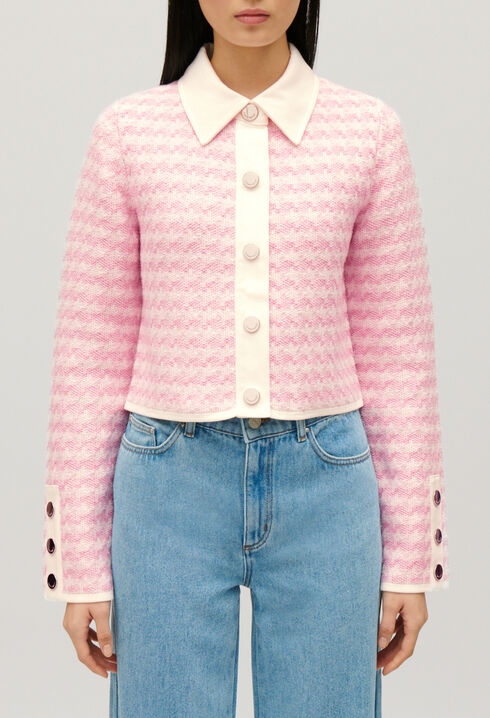 Cardigan en maille bicolore