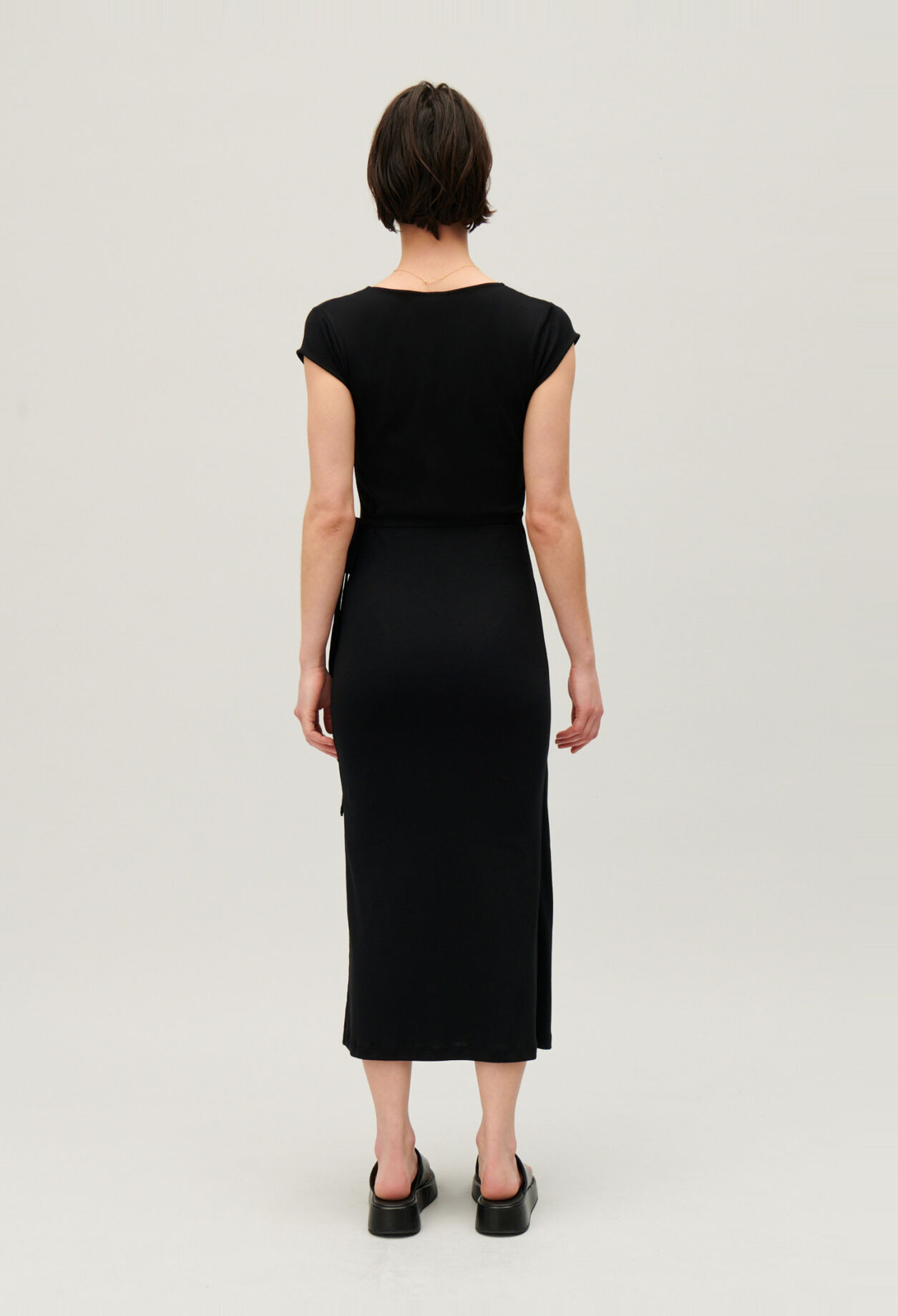 Black wrap midi dress