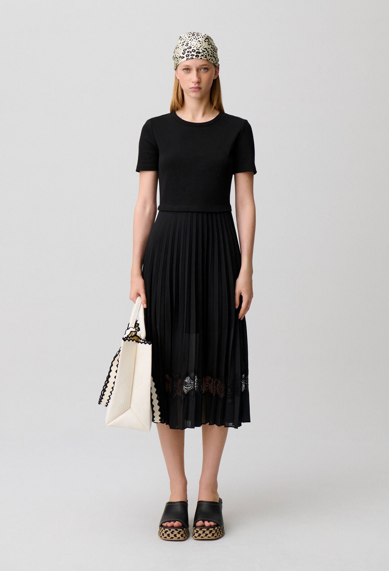 Robe midi Twist bi-mati&egrave;re noire