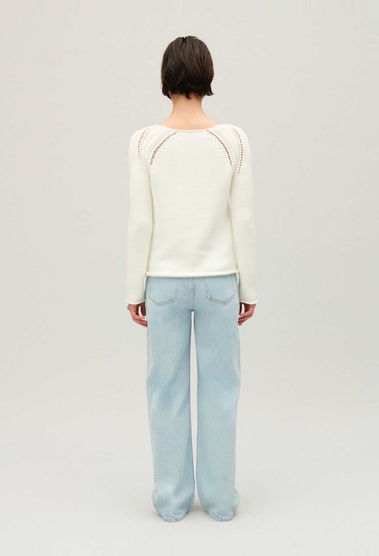 Pull maille broderies &eacute;cru
