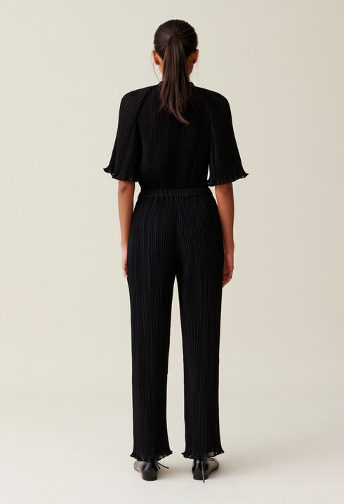 Plissierte Hose mit Volant