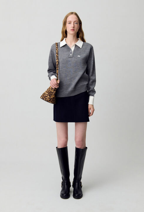 Fine Knit Polo Sweater
