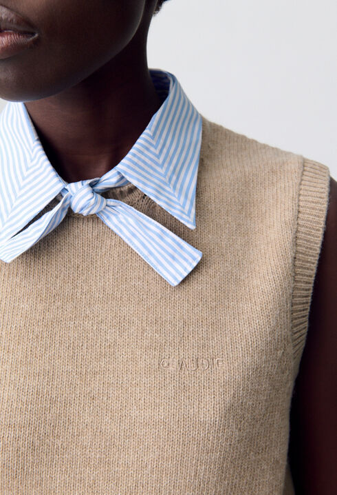 Pull sans manches col amovible