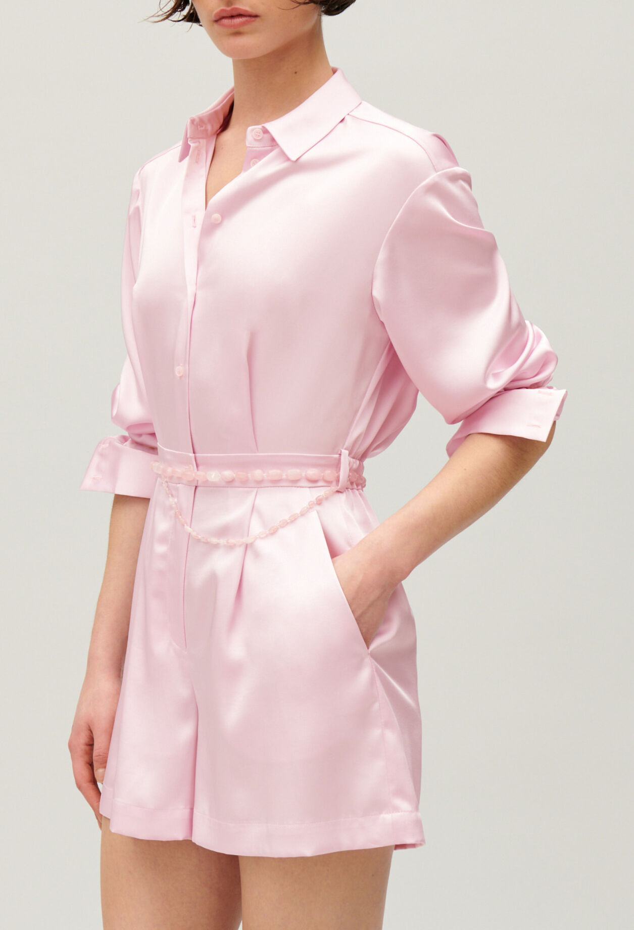 Blush smocked playsuit