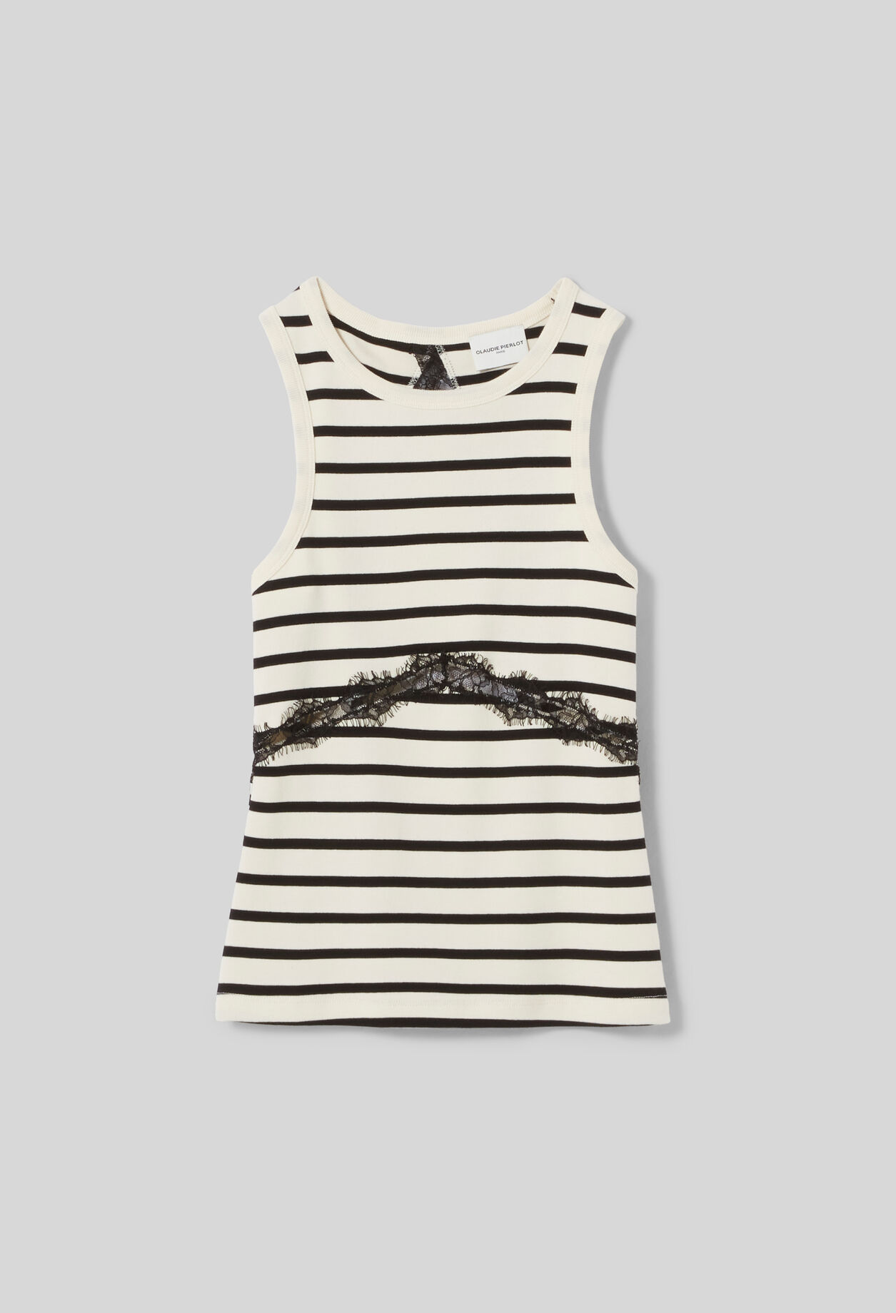 T-shirt coton dentelle marinière