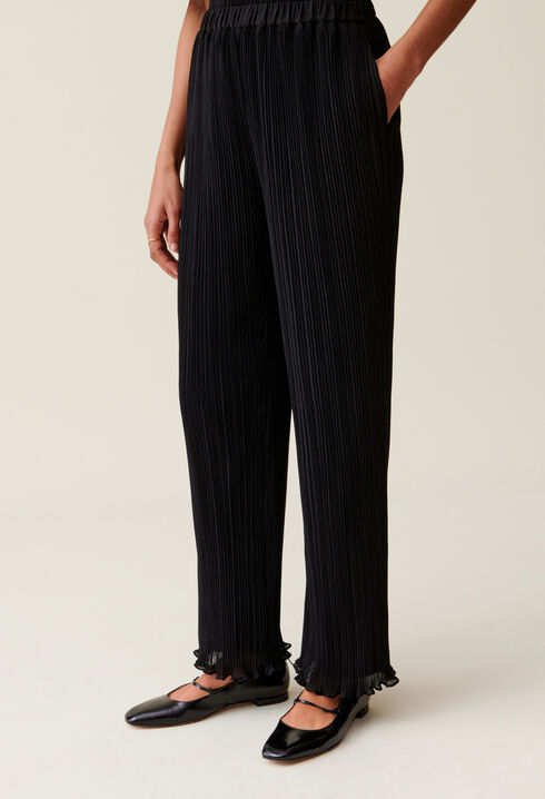 Plissierte Hose mit Volant