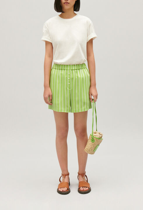 Matcha striped loose-fit shorts