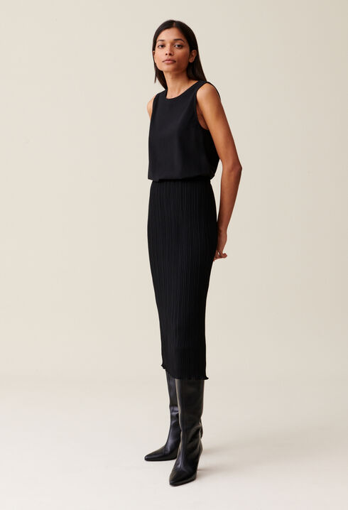 Robe 7/8ème col rond élastiquée